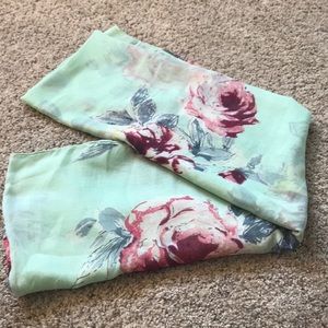 Beautiful mint green floral infinity scarf